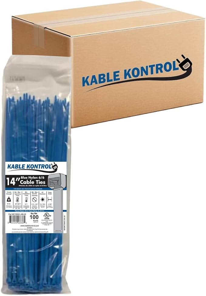 Kable Kontrol Blue Zip Ties 14 Inch 6, 50 Lbs Tensile Strength, Bulk Pack by KABLEKONTROL%C2%AE