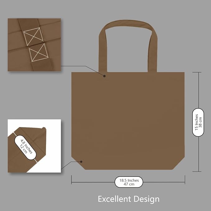 TOPDesign 3-Pack Super Strong Large 12oz Cotton Canvas Tote Bags, Reusable - Image 5