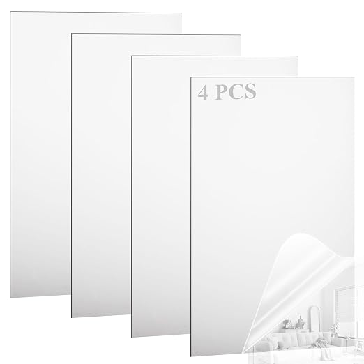 JMIATRY 4PCS Silver Acrylic Mirror Sheets 1/8 Thick, 12 x 16 Inch Silver by JMIATRY