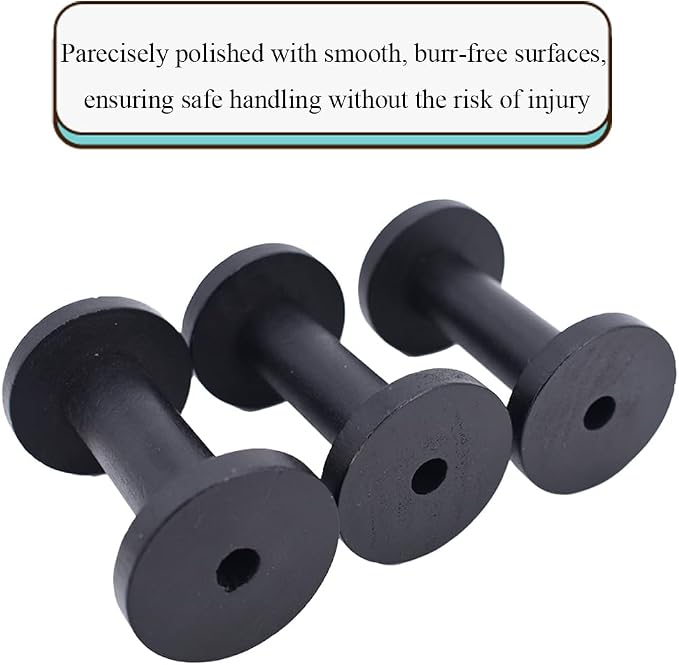 HAHIYO 3.35Inch/8.5cm 3PCs Black Wood Spool Natural Unfinished Wooden Thread - Image 5