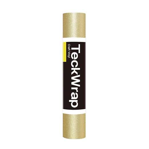 TECKWRAP Gold Glitter Permanent Vinyl 12" x 5ft Roll, Shimmer Gold Adhesive by TECKWRAP