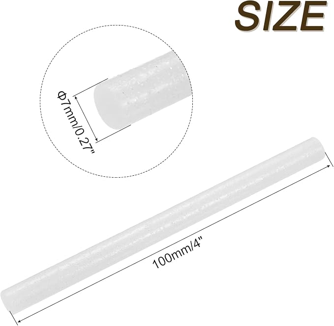uxcell Mini Hot Glue Sticks for Glue Gun 7mm x 100mm Glitter Light White 12pcs - Image 2