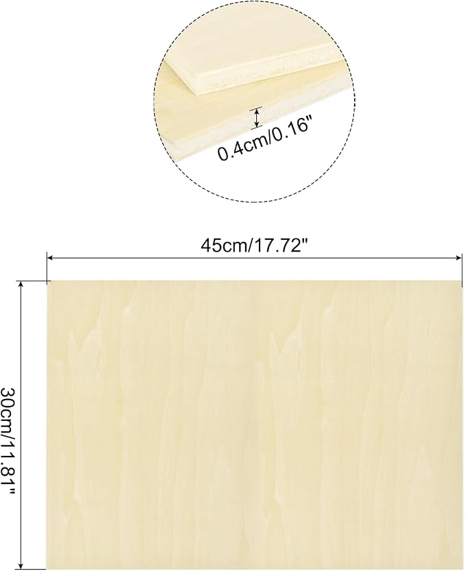 MECCANIXITY Basswood Sheet 18 x 12 x 5/32 Inch Unfinished Wood Boards Plywood - Image 2