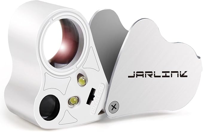 JARLINK 30X 60X Illuminated Jewelers Loupe Magnifier, Foldable Jewelry Magnifier by JARLINK
