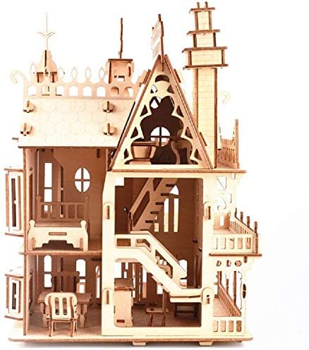 3D Puzzle House, Fantasy Villa Model Kit DIY Miniature Dolls House Kits - Image 3