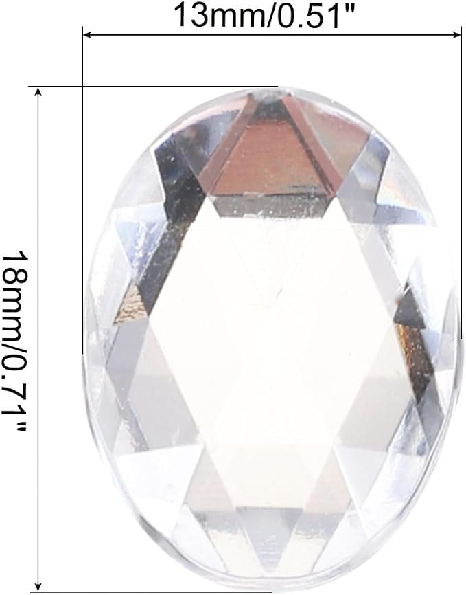 MECCANIXITY 50Pcs Acrylic Oval Gems 13x18 mm Flat Back Artificial Rhinestones - Image 2