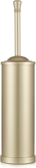 Stainless Steel 304 Toilet Brush and Holder,Toilet Bowl Brush with Long Handle for Bathroom,Toilet Cleaner Brush-Space,Saving,Covered Brush,Durable, Deep,Cleaning,Splash Resistant (Gold)