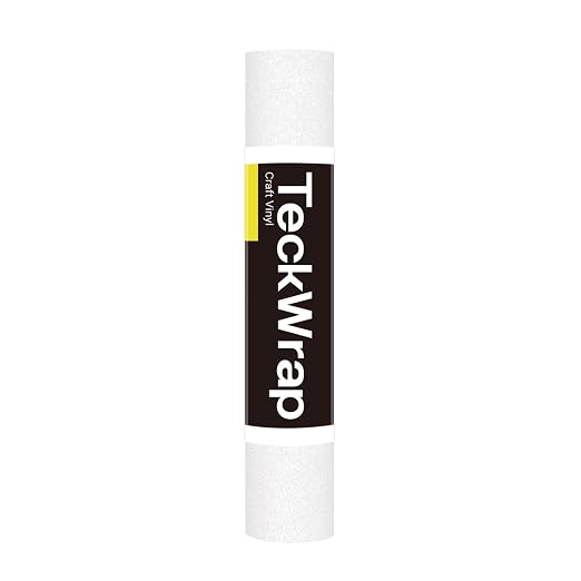 TECKWRAP White Permanent Glitter Vinyl – White Glitter Adhesive Vinyl Roll 1ft by TECKWRAP