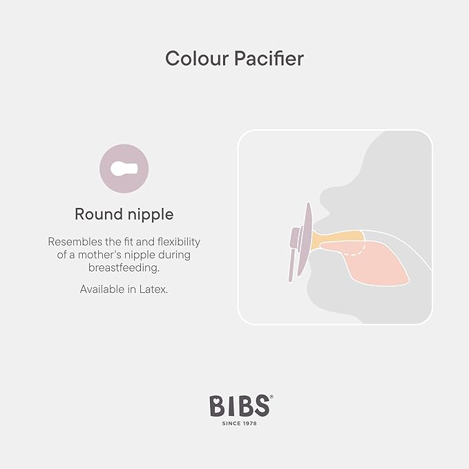 BIBS Colour Liberty Soother 2-Pack, BPA Free Dummy Pacifier, Round Nipple. Natural Rubber Latex, Made in Denmark, Size 1 (0-6 Months), Bobo Ivory Mix