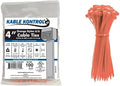 Kable Kontrol Orange Zip Ties 4 Inch 100 Pcs, 18 Lbs Tensile Strength, by KABLEKONTROL%C2%AE