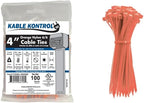 Kable Kontrol Orange Zip Ties 4 Inch 100 Pcs, 18 Lbs Tensile Strength, by KABLEKONTROL%C2%AE