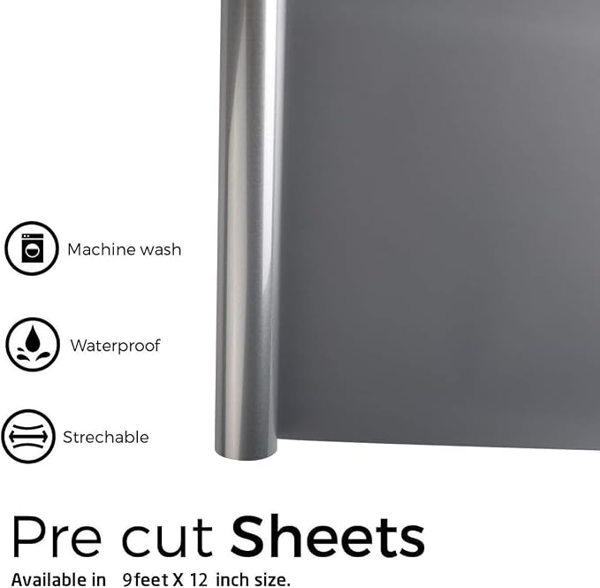 FUNKAKA Heat Transfer Vinyl Reflective Dark Gray HTV Roll, Reflective HTV Vinyl - Image 3