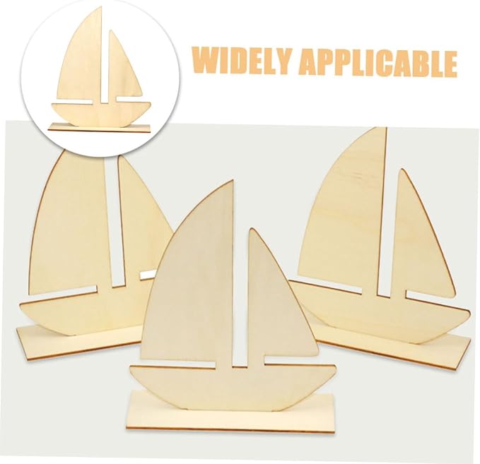 Lurrose 12pcs Wood Painting Toys Painting Clay Base Unfinished Wooden Craft - Image 6