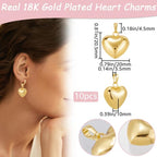 Beebeecraft 1 Box 10Pcs Heart Charm 18K Gold Plated Brass Large Puffy Love - Image 2