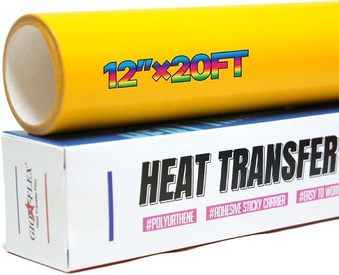 PU Heat Transfer Vinyl 12"×20ft Roll Yellow – HTV by GIO-FLEXHTVFashionMask
