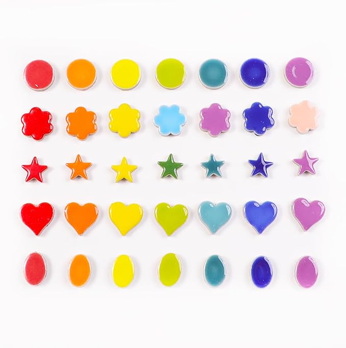200g Ceramic Mosaic Tiles Pieces, Heart Star Oval Round Flower Shape Mosaics - Image 4