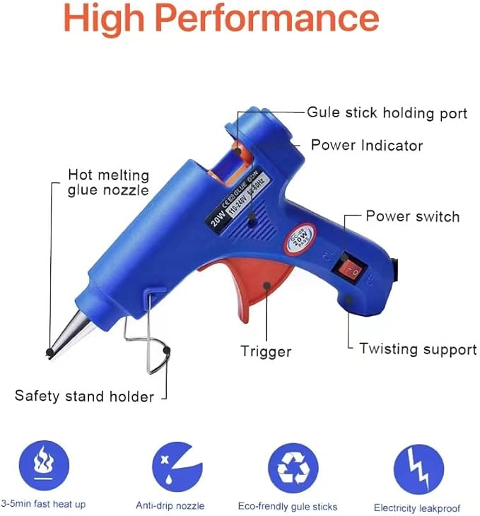 Hot Glue Gun with 10 Glue Sticks, 30W Mini Glue Gun Kit, - Image 2