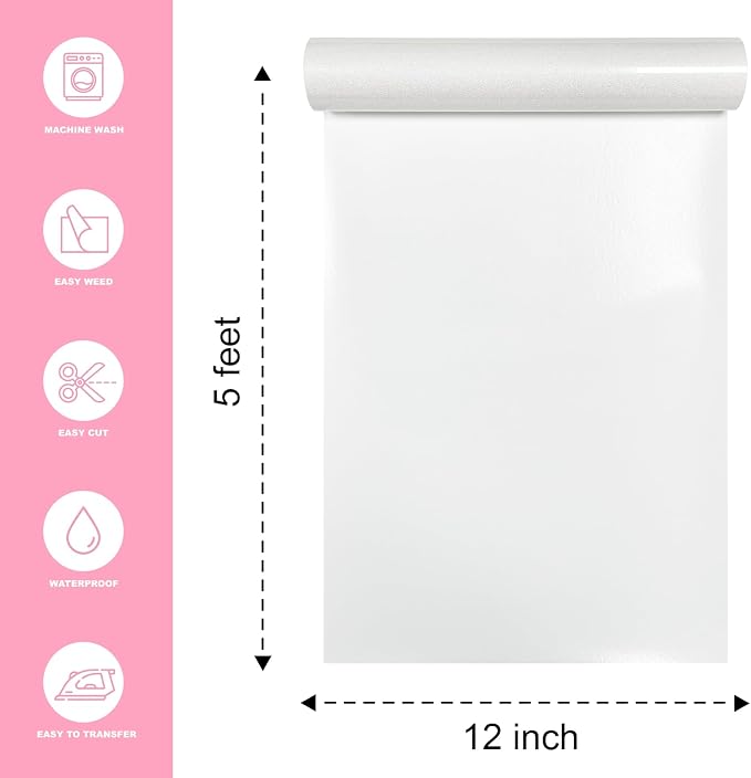 White Glitter Heat Transfer Vinyl, Glitter Iron-On - Image 2