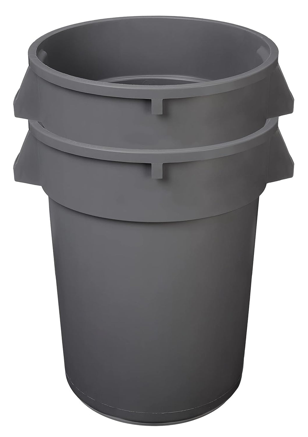 Amazon Basics Heavy Duty Durable Round Trash Can, Grey, 32 gallon (Pack of 2)
