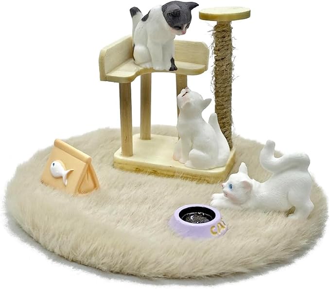 Dollhouse Cats w/ 1/12 Scale Accessories Mini Furniture Model Wooden Miniature by Unknown