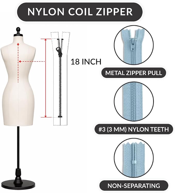 18 inch #3 Non-Separating Nylon Coil Zipper - Image 2