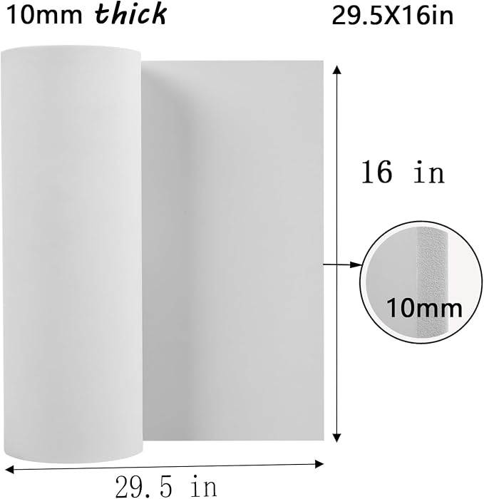 AMZQNART EVA Foam 10mm, Cosplay Foam 16x29.5 inch White, High Density 90 kg/m³ - Image 2