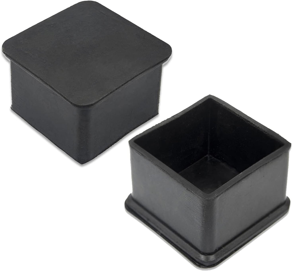 Flyshop Non-Slip Thick Rubber Leg Tips Floor Protectors Square Chair Leg Caps, 20pcs, Black, 40 mm x 40 mm, 1-9/16" x 1-9/16"
