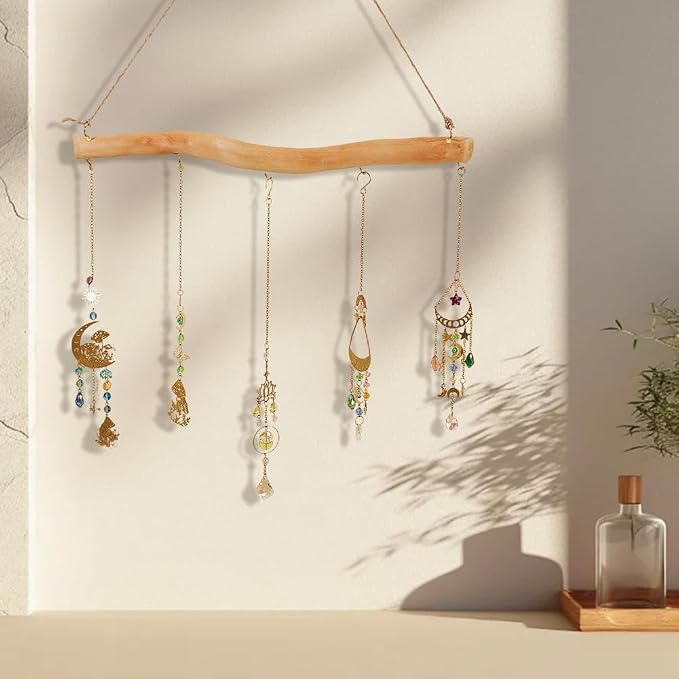 15 Inch 5 Hook Driftwood Wall Hanging Wall Mounted Jewelry Holder Natural Branch - Image 4