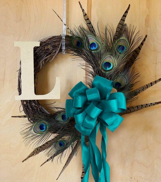 HUIHUANG Peacock Blue Wired Ribbon 1-1/2 inch Teal Satin Wire Ribbon - Image 3