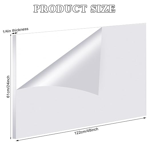 Roowest 4 Pcs 24 x 48 Inch, 1/4 Inch Thick Clear Acrylic Sheets Plastic - Image 2