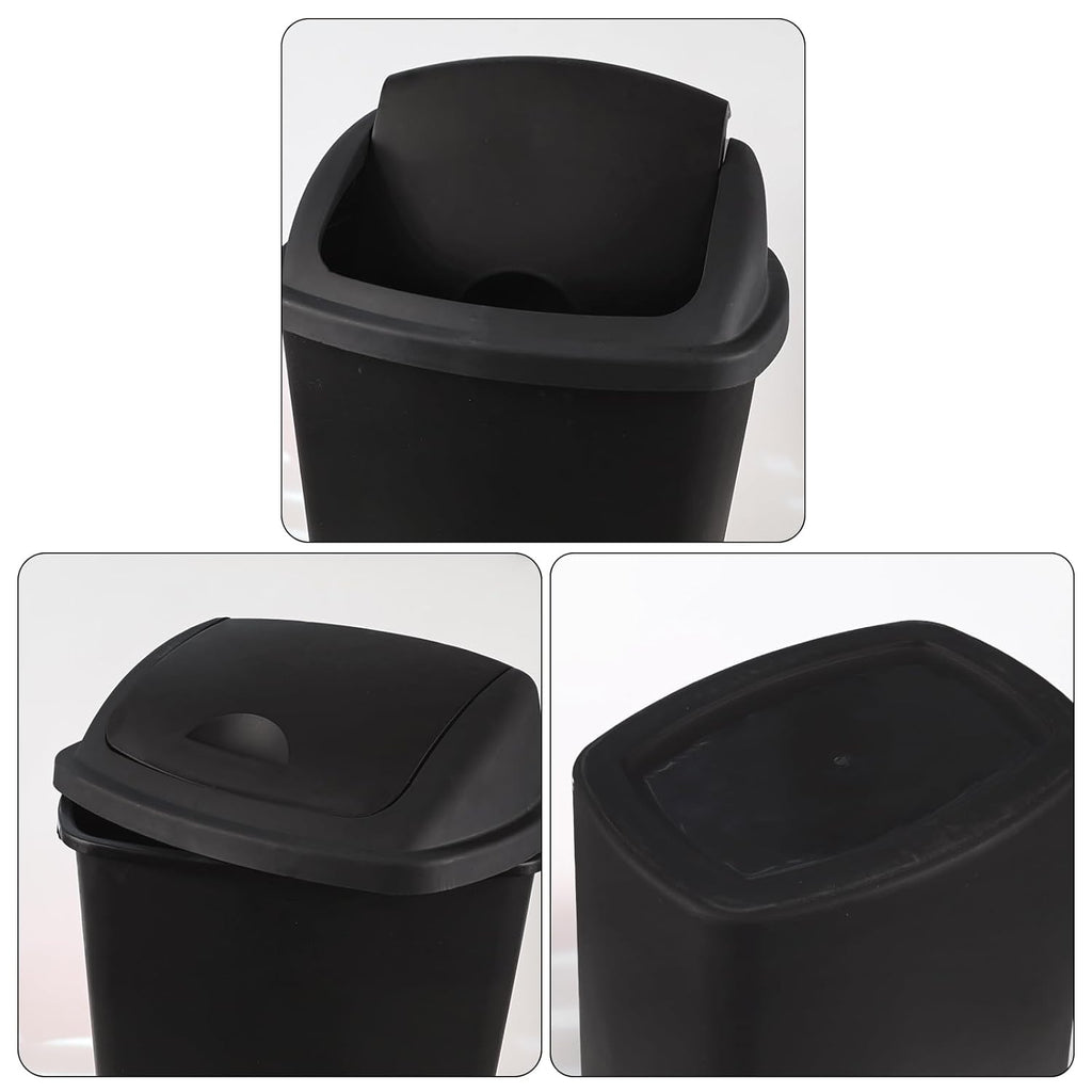 Bringer 18 Gallon Large Swing Top Trash Can, Plastic Garbage Can with Swing-Lid, Black, 4-Pack