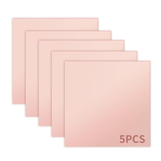 5 Pack Rose Gold Mirrored Acrylic Sheets, 12x12 Inch, 1/8 in Thick | Plastic by KEJJNYER
