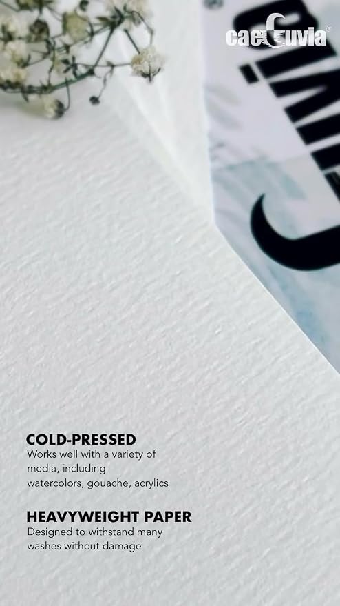 Caeluvia 100% Cotton Watercolor Paper Pad 9x12 Inch, 30 Sheets, 140lb Cold - Image 3