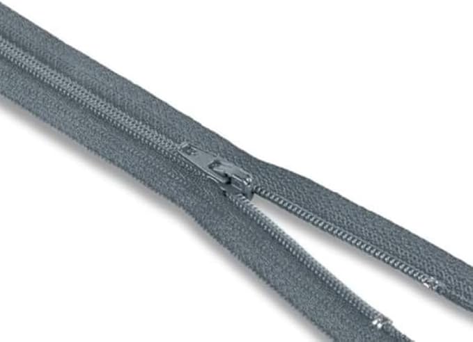 Dark Grey 22" Nylon Coil Zipper Non-Separating Closed End – Replacement Zipper by Metalandbrassco