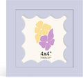 4x4 Picture Frame with Real Glass, Wooden cute 4 x 4 Photo Frame with Wavy Mat by THKRLOF