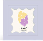 4x4 Picture Frame with Real Glass, Wooden cute 4 x 4 Photo Frame with Wavy Mat by THKRLOF