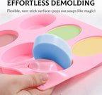 SJ 6 Cavity Silicone Soap Molds, Rectangle Oval Soap Molds - Image 3