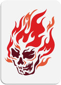 Flame Skull Painting Stencil 11.7 x 8.3 Inch Drawing DIY Craft Reusable Plastic by Doodlream