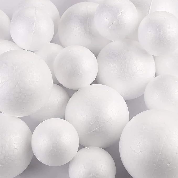 hesmartly 50 Pack Craft Foam Balls, 5 Sizes Foam Balls and 2 Pieces Painting - Image 3
