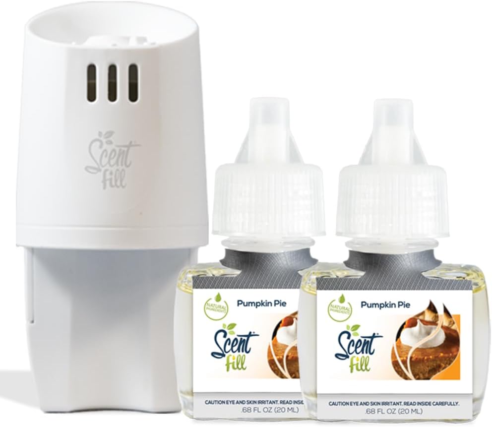 Scent Fill Pumpkin Pie Plug in Air Freshener, Scented Oil Refills, 2 Refills + Diffuser