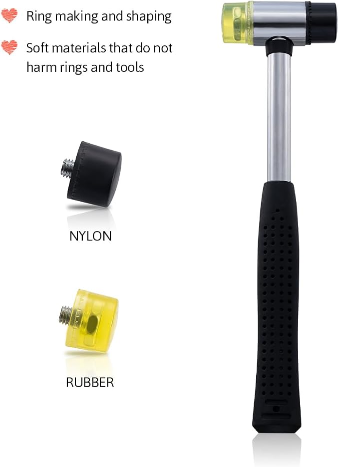Meowoo Ring Sizer, Can be Hammered Solid Ring Mandrel and Jewelry Rubber Mallet - Image 3