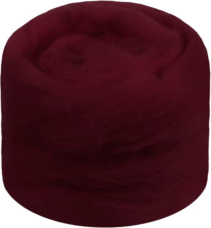 JeogYong Needle Felting Wool, 1.76oz Wool Roving Chunky Wool Yarn, Wine Red by JeogYong