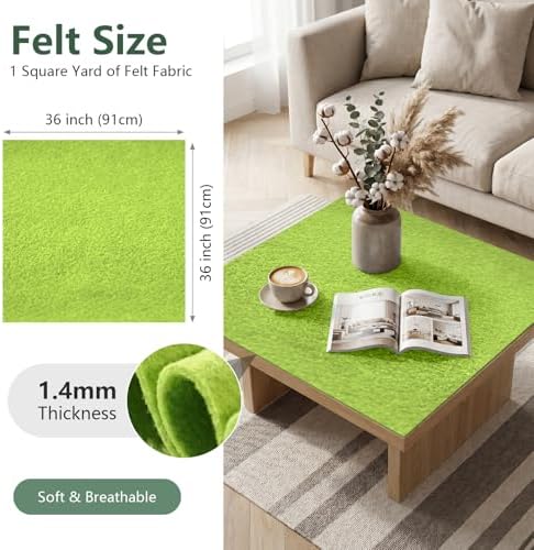 Apple Green Felt Fabric 36'' X 36'', 1.4mm Large Felt Sheets Soft Durable - Image 2
