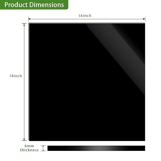 14 x 14 Black Acrylic Sheet 1/4 inch Thick 6mm Black Plexiglass Sheet, DIY - Image 2