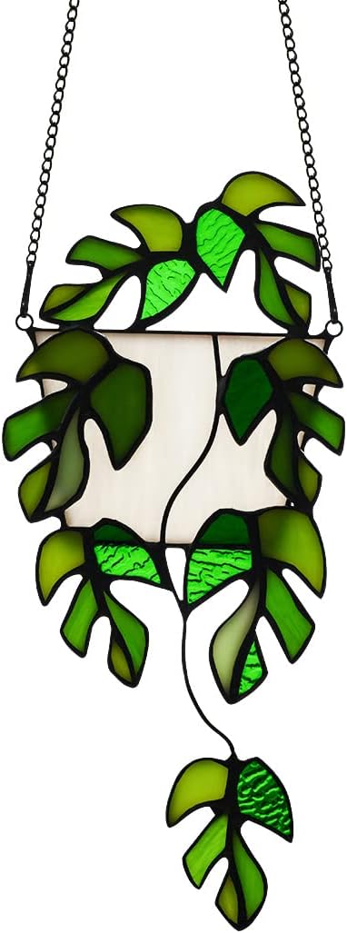 BOXCASA Monstera Leaf Stained Glass Suncatcher Window Hanging Plant Gift | - Image 6