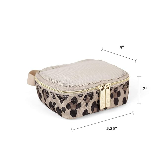 Itzy Ritzy Packing Cubes For Travel – Set of 3 Packing Cubes or Travel Organizers; Each Cube Features a Mesh Top, Double Zippers and a Fabric Handle (Leopard)