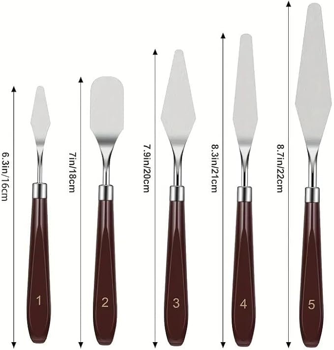 PUFUAII 5 PCS Painting Knives Stainless Steel Spatula Palette Knife Oil - Image 2