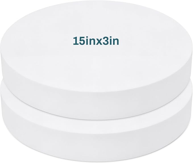 Frienda 2 Pack 15" D x 3" H Round Upholstery High Density Foam Cushion by Frienda