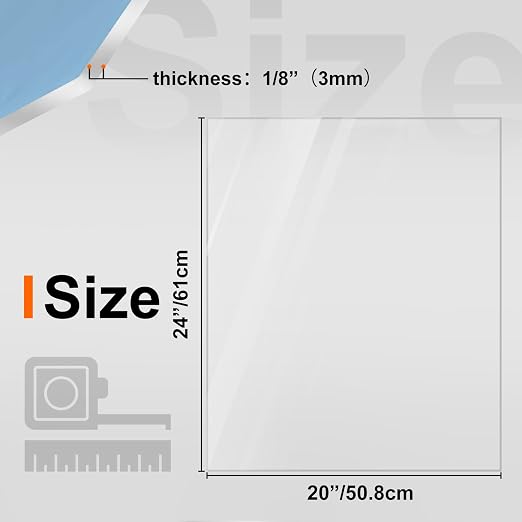 KINLINK 20x24 Plexiglass Sheets 1/8 inch Thick, 3mm Clear PET Plastic Sheet - Image 2