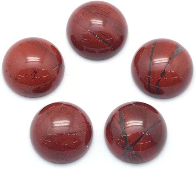 FASHEWELRY 50Pcs Natural Red Jasper Cabochons Flat Back Gemstone Cabochons 12mm by FASHEWELRY